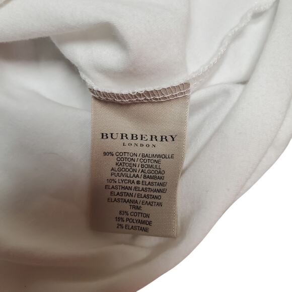Burberry White T-Shirt w/ Nova Check Pattern Details - Size Medium - Picture 5 of 9